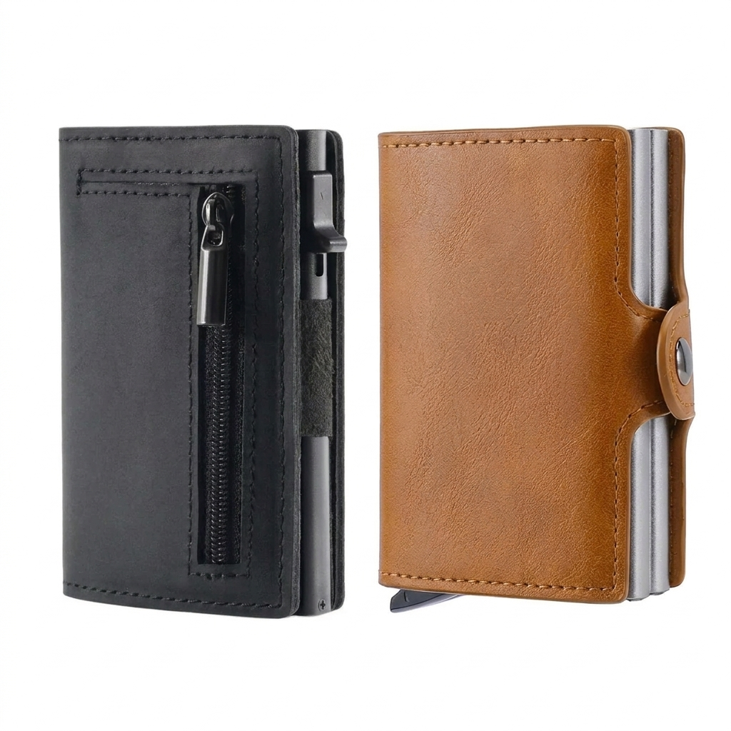 Lucas – Slim RFID Wallet with Quick Card Slider (6 Cards) | Zipper Pocket for Coins & Banknotes | Ultra-Thin Pocket Size