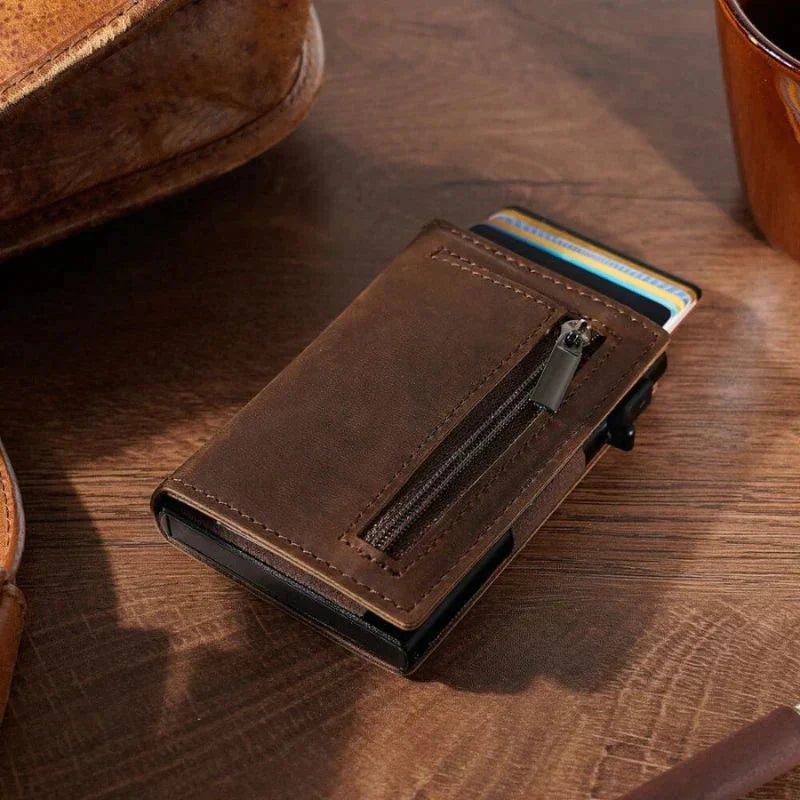 Lucas – Slim RFID Wallet with Quick Card Slider (6 Cards) | Zipper Pocket for Coins & Banknotes | Ultra-Thin Pocket Size