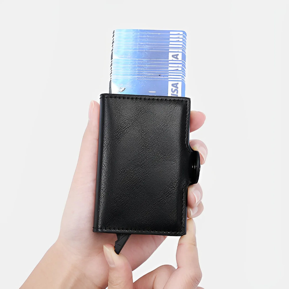 Antitheft Business Carbon Fiber anti Rfid Credit Bank Card Holder Case 12 Cards with Hasp Men Double Metal Box Cardholder Wallet