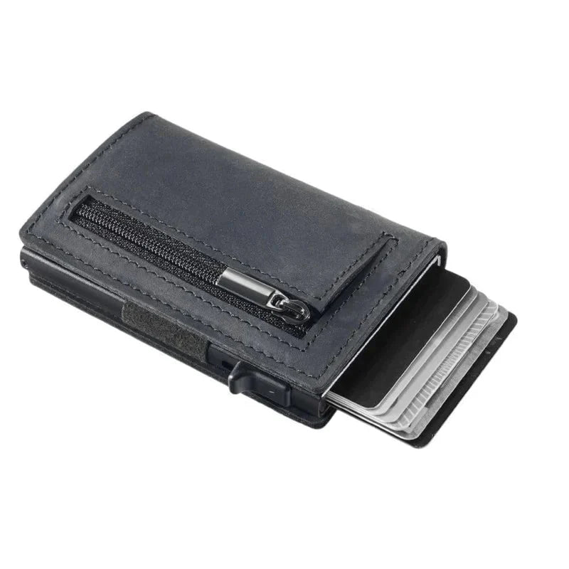 Lucas – Slim RFID Wallet with Quick Card Slider (6 Cards) | Zipper Pocket for Coins & Banknotes | Ultra-Thin Pocket Size