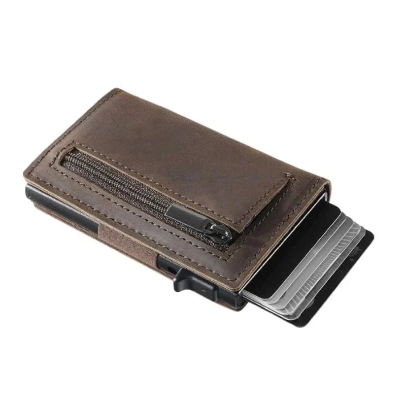 Lucas – Slim RFID Wallet with Quick Card Slider (6 Cards) | Zipper Pocket for Coins & Banknotes | Ultra-Thin Pocket Size